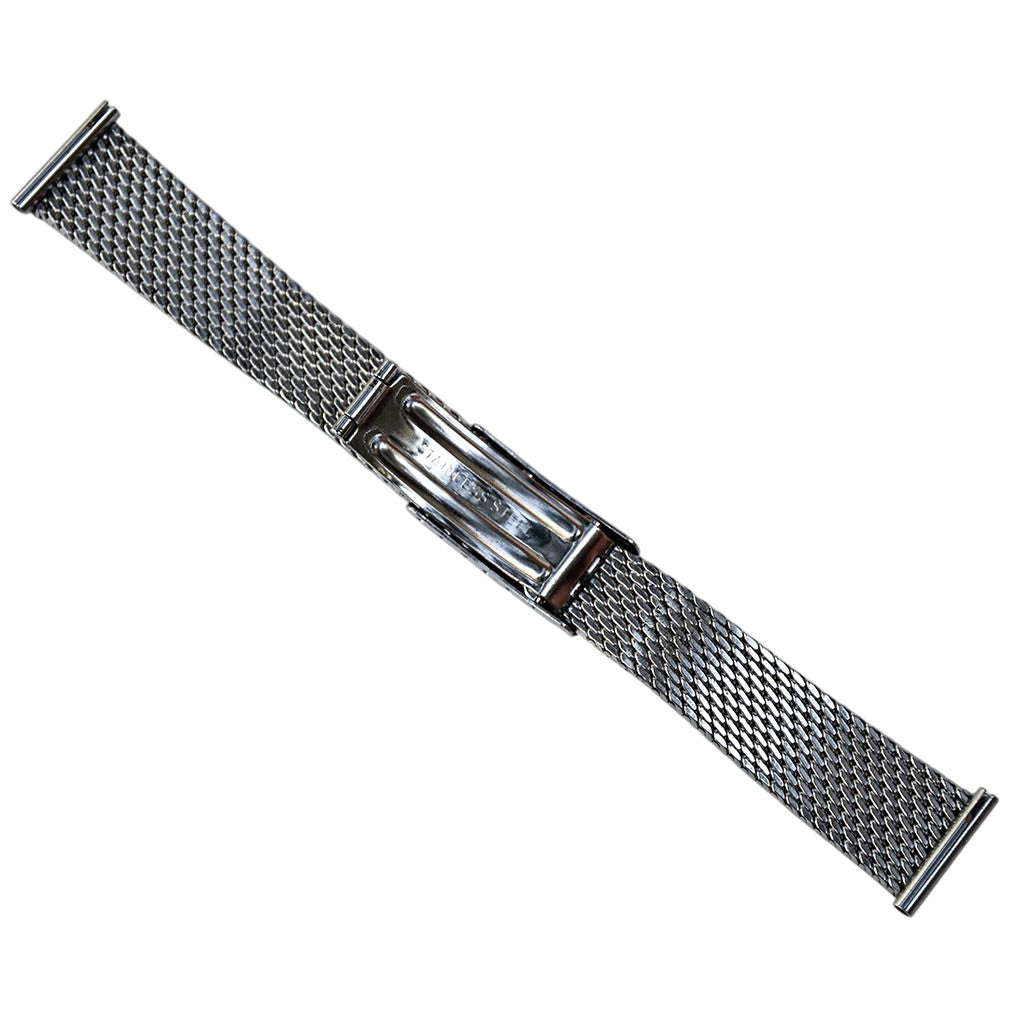 Bracelet de montre maille métallique argenté stainless steel vintage neuf attache 18 mm