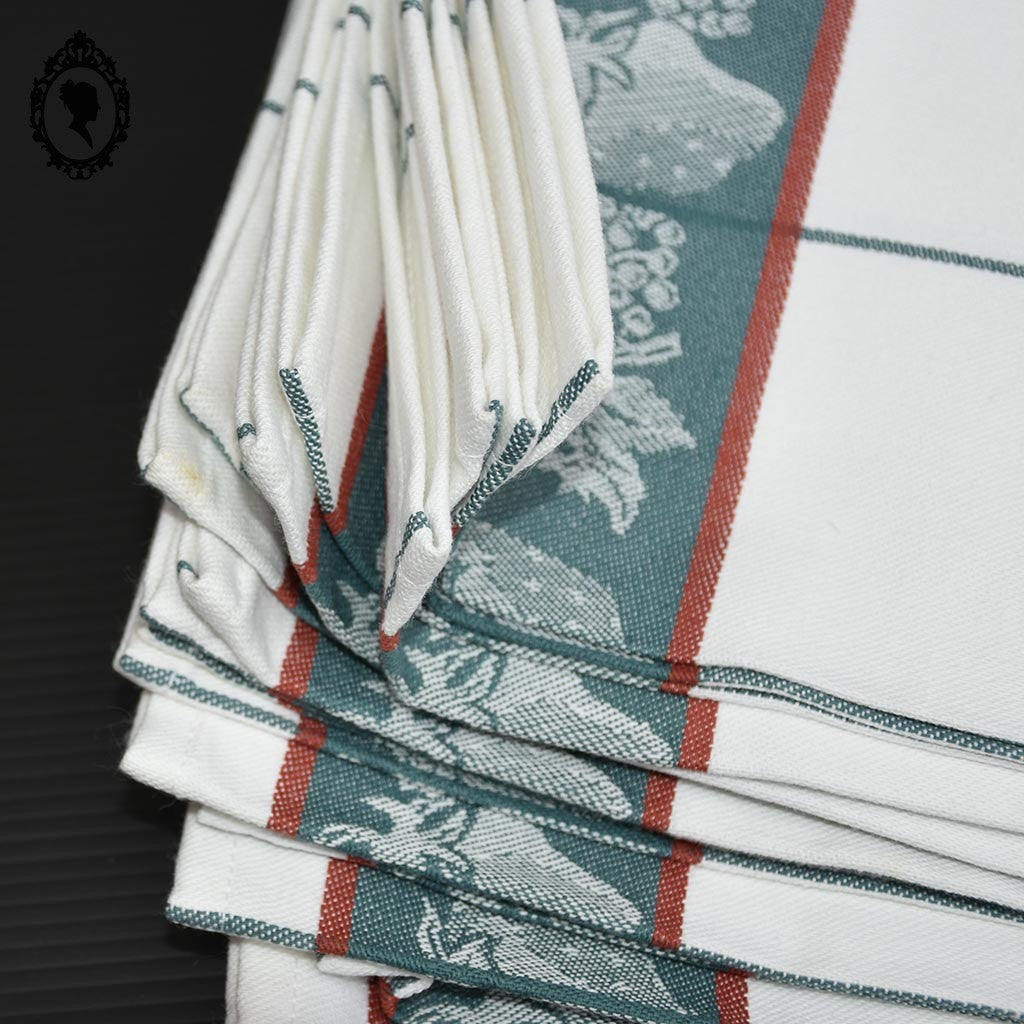 Lot 12 serviettes de table ou petits torchons à grands carreaux vert rouge blanc frise vintage Neuf