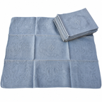 Lot de 12 grandes serviettes anciennes damassées teintes grise bleuté, monogramme brodé – 60 × 75 cm