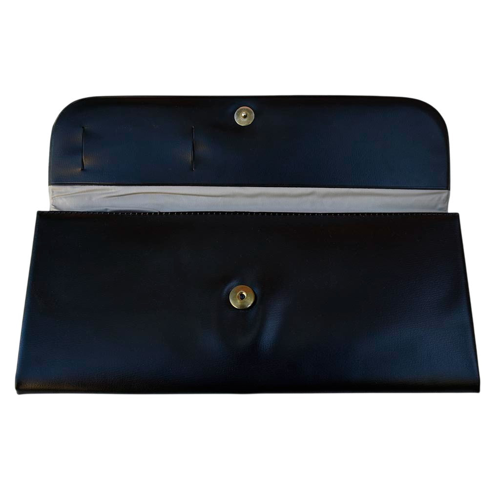 Pochette vintage noire en skaï à détails dorés – Élégance rétro