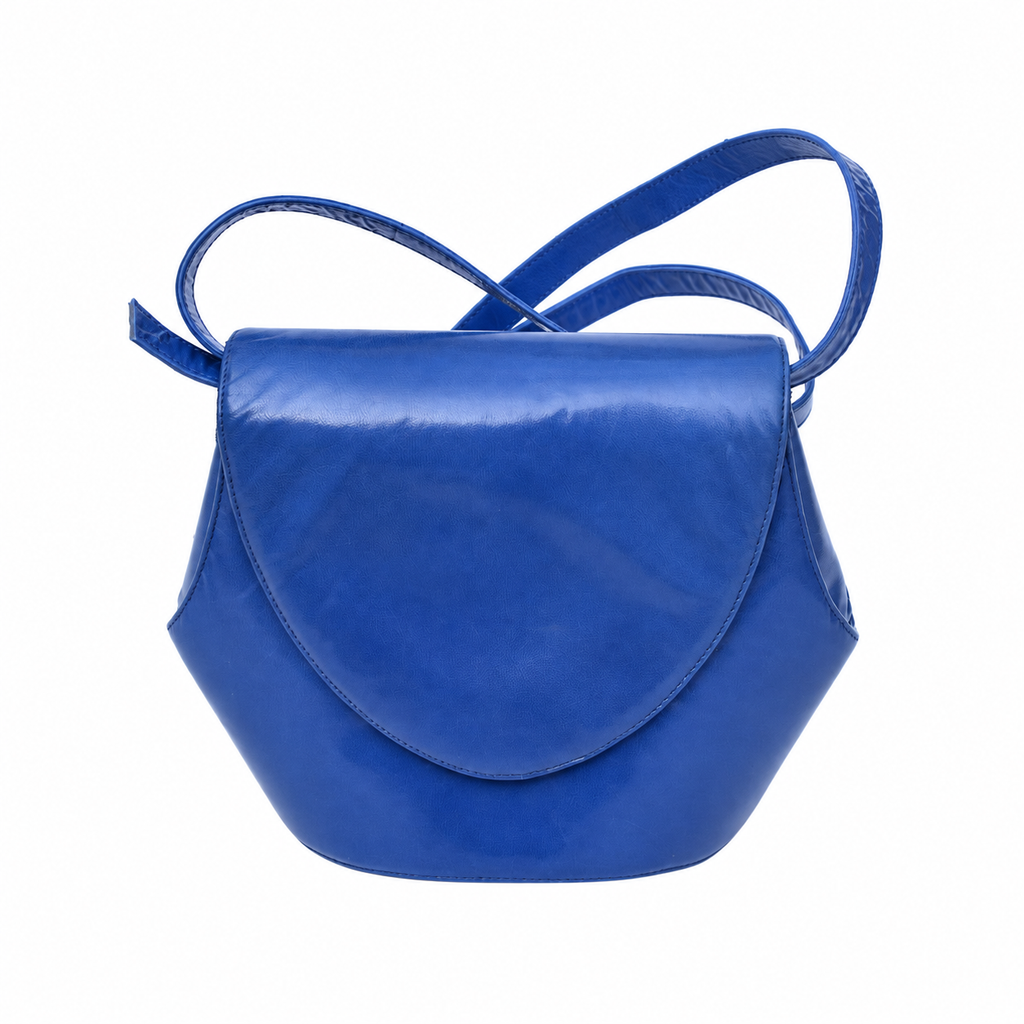 Sac vintage Orphelia en cuir bleu à bandoulière – Fabriqué en Italie