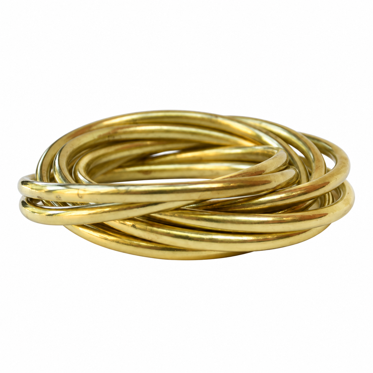 Bracelet vintage à 7 joncs entrelacés en laiton doré