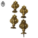 2 paires d’embouts de rideau anciens ornementations rose feuillage Art déco bronze doré