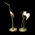 2 statues figurines hérons cigognes en laiton doré H 29 cm vintages