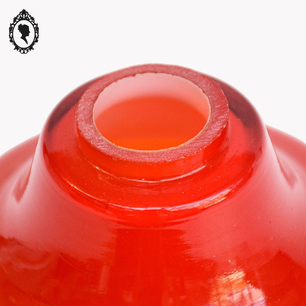 Abat jour tulipe globe rond en verre opaline rouge vintage année 70