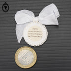Ancienne étoffe médaille religieuse Ex – Voto ronde en tissu reliquaire Sainte Thérèse