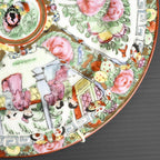 Assiette porcelaine chinoise murale époque XX ème doré rose collection signée