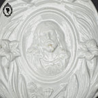 Bénitier Christ Art nouveau en porcelaine blanc HB Choisy ancien