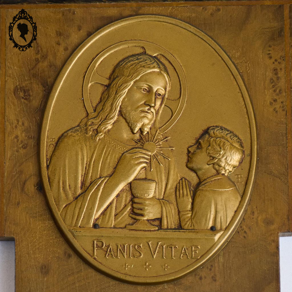 Bénitier christ Panis Vitaé en bois vintage