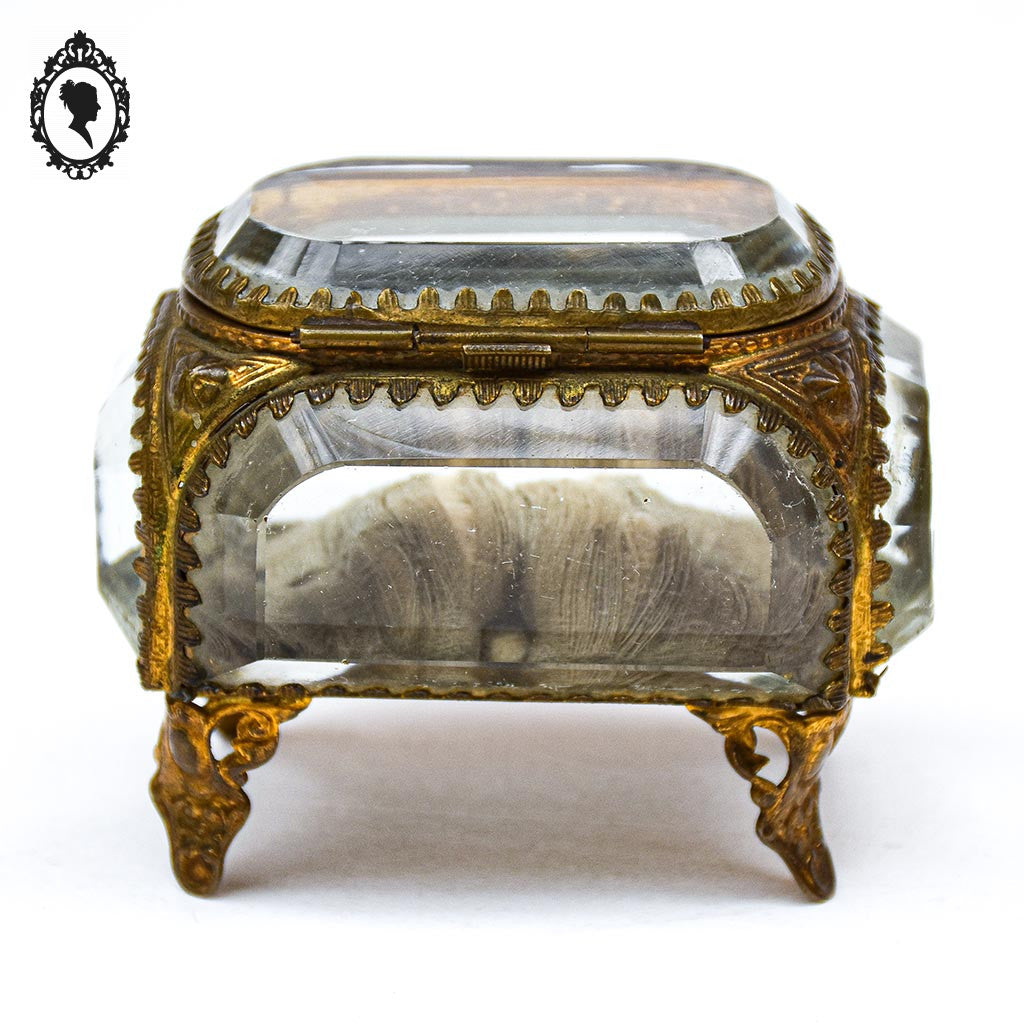 Boite à bijoux coffret 5 verres biseautés Napoléon III ancienne