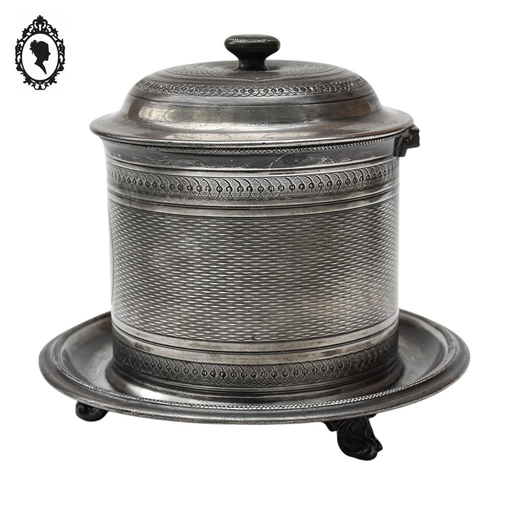 Boite à biscuits friandises tabacs en métal gris ou argenté ancienne