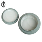 Bonbonnière ancienne ronde boîte porcelaine biscuit vert tendre blanche fées