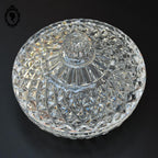 Bonbonnière en cristal blanc taillée H 11 cm vintage