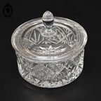 Bonbonnière en cristal blanc taillée H 9 cm vintage