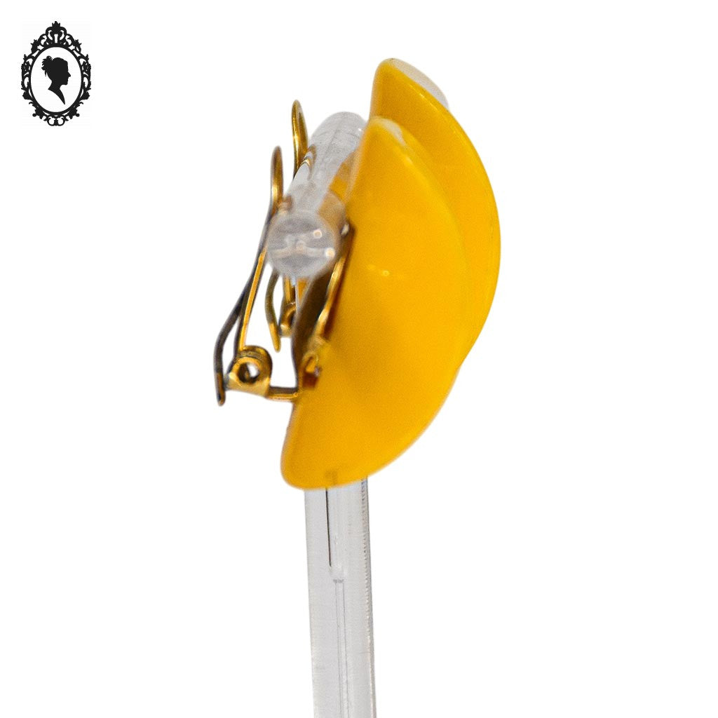 Boucles d’oreilles clips jaune moutarde vintage