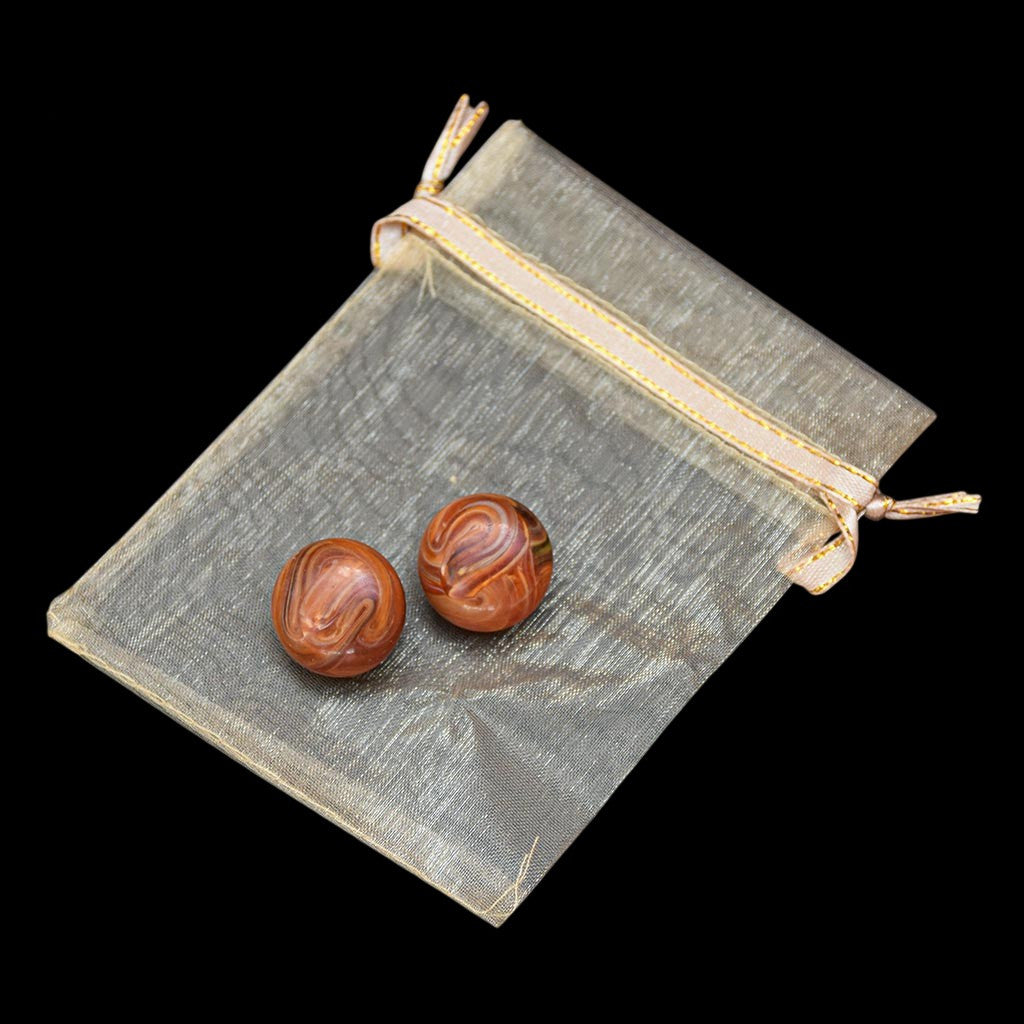 Boucles d’oreilles clips résine marron camel vintage
