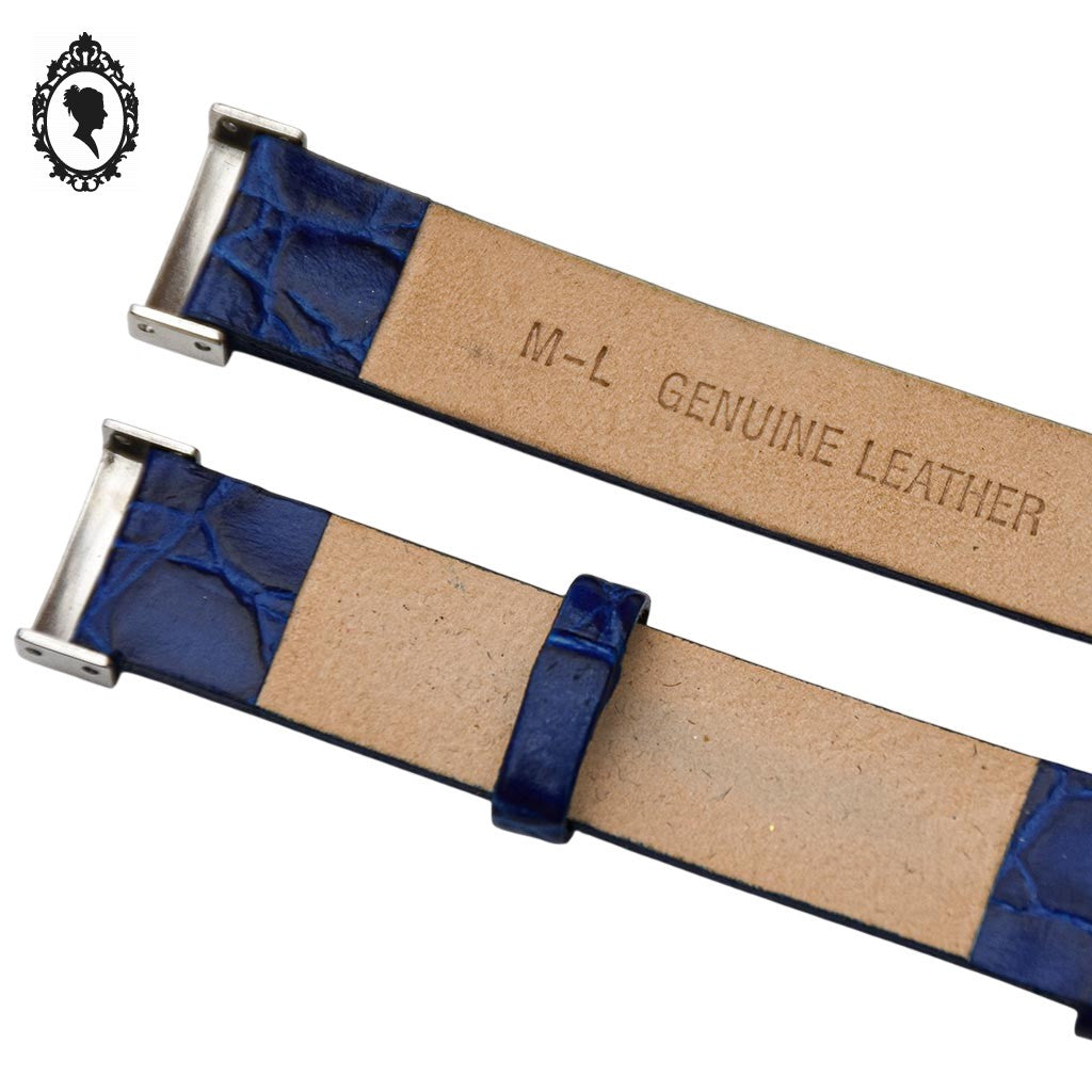 Bracelet de montre bleu femme cuir croco 12 mm ML Genuine leather vintage neuf