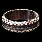 Bracelet jonc damier nacre marron beige vintage