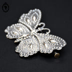 Broche papillon métal gris bijoux vintage