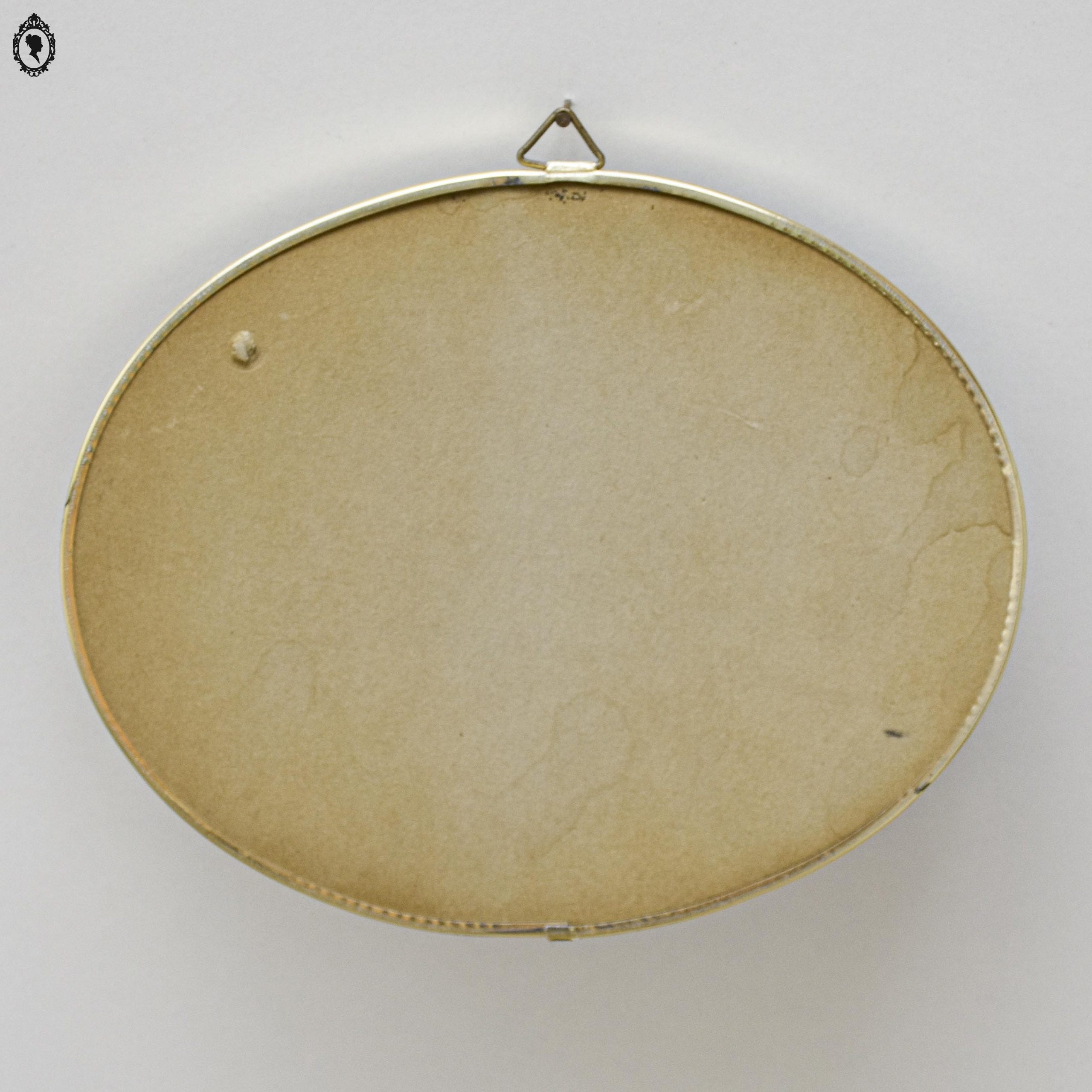 Cadre verre bombé ovale ovoïde thermomètre carte Pont du Gard vintage 18 x 15 cm