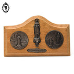 Cadres religieux vierge Marie et Jésus Lourdes Jérusalem médailles sur bois à poser vintage