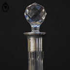 Carafe à liqueur ancienne verre avec bouchon diamant taillé cristal monture argent