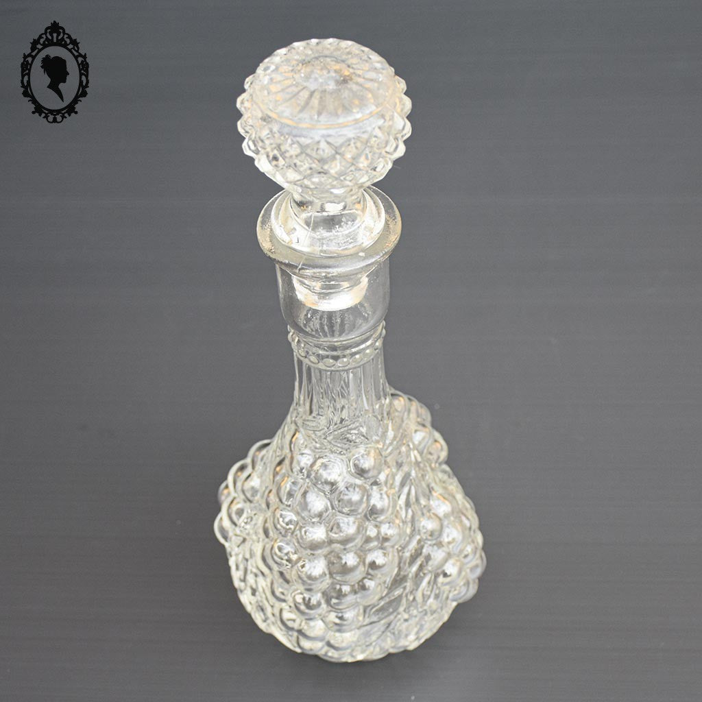 Carafe forme grappe de raisin en verre blanc avec bouchon vintage