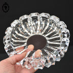 Cendrier en cristal ciselé blanc épais rond D 16 cm vintage
