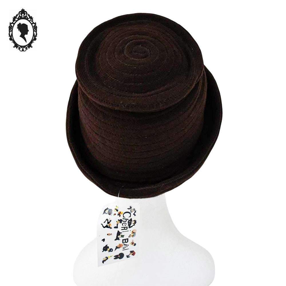 Chapeau marron hiver bonnet forme cloche pour femme NEUF S 55 cm