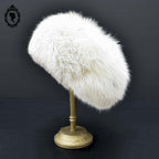 Chapeau toque véritable fourrure blanche pour femme vintage T 60 61