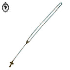 Chapelet rosaire Lourdes en perles bleu pastel objet religieux