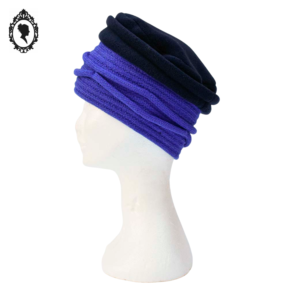 Chic Chapeau bonnet bleu enfant polaire forme cloche Tout en tête NEUF Taille 46 cm