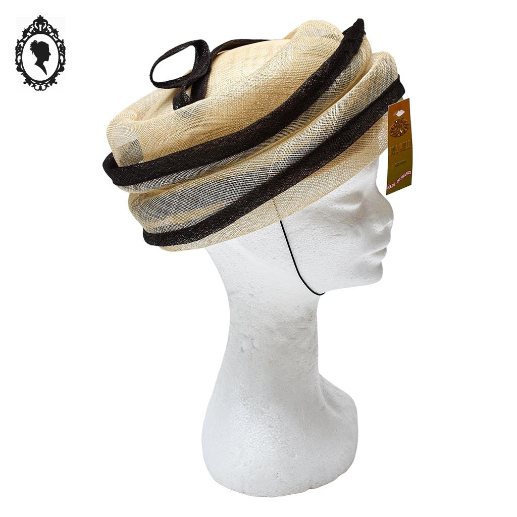 Chic Chapeau femme cérémonie beige marron JOA NELL sisal paille NEUF Taille M ou 56 cm