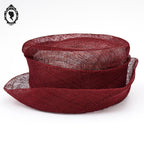 Chapeau femme cérémonie rouge bordeaux JOA NELL sisal paille NEUF Taille S ou 55 cm