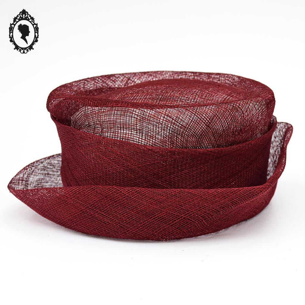 Chapeau femme cérémonie rouge bordeaux JOA NELL sisal paille NEUF Taille S ou 55 cm