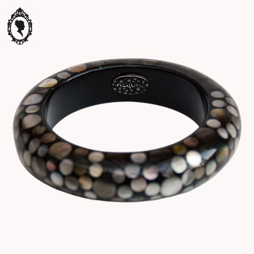 Chic bracelet jonc gris à poids de nacre rigide Nature