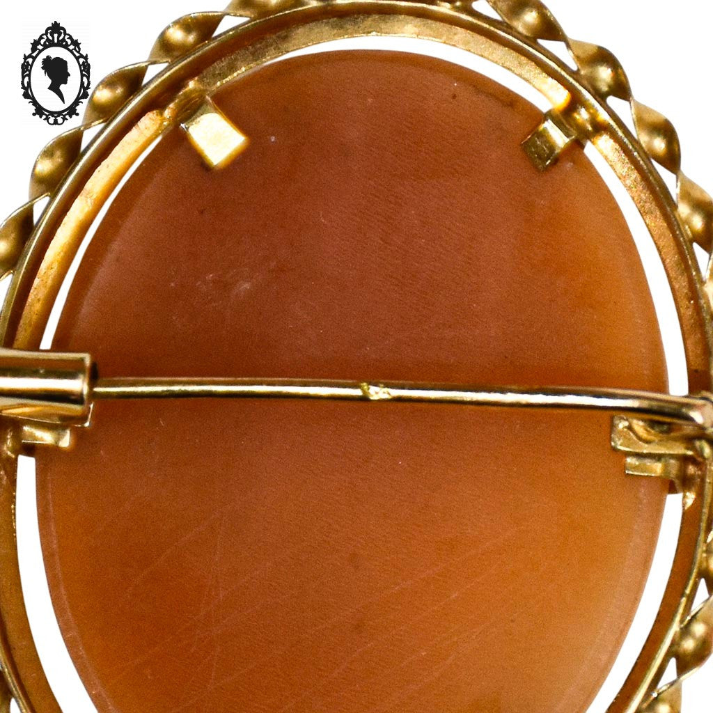 Chic camée broche pendentif en or jaune 18 carats orange blanc doré