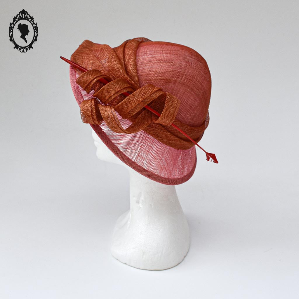 Chic chapeau fille enfant cérémonie rose orange 55 cm Taille S Neuf