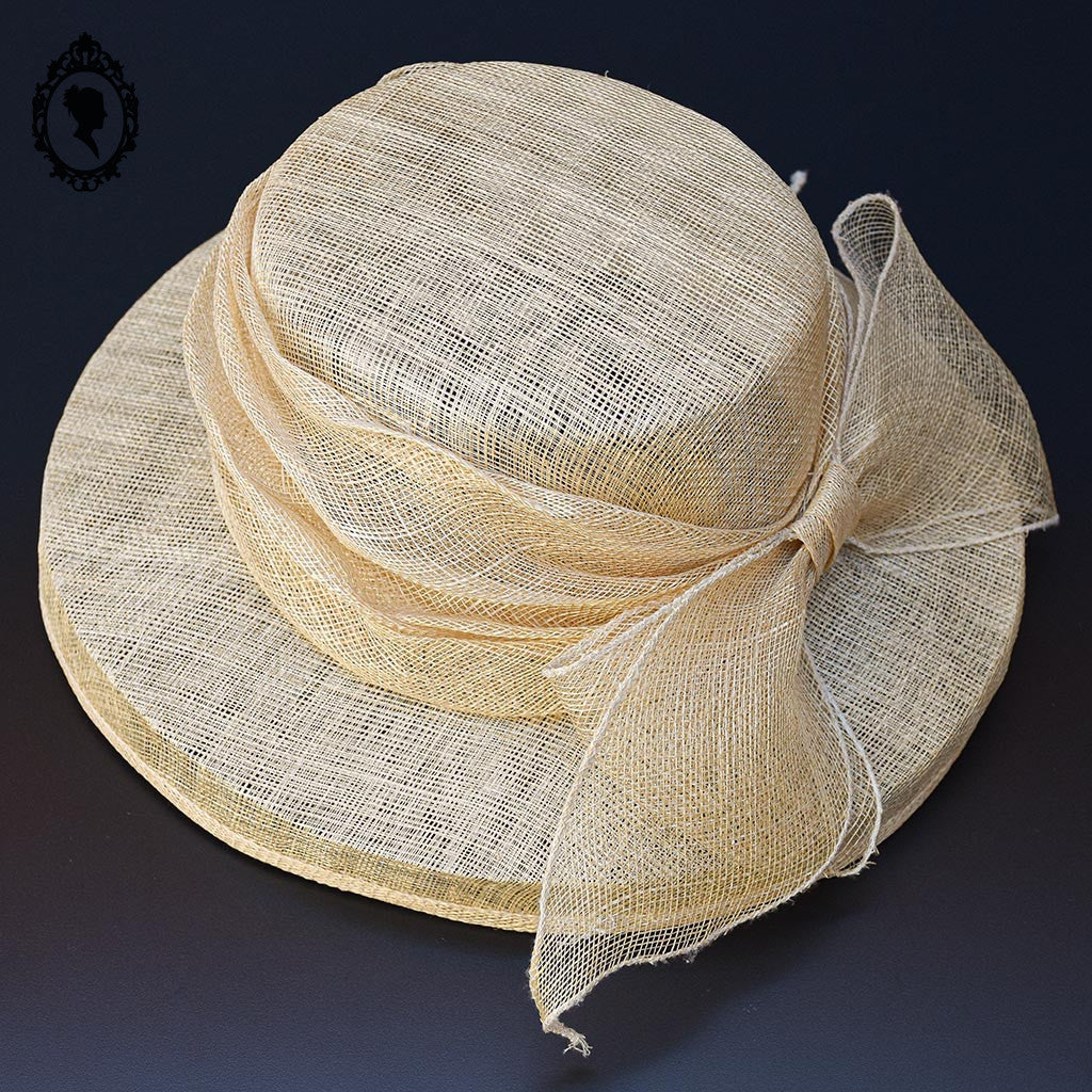 Chic chapeau nœud femme beige fibre naturelle T M  57 cm