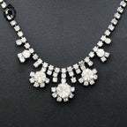Chic collier de princesse strass faux diamants métal gris vintage