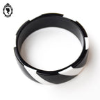 Chic gros bracelet rigide jonc large résine noir et blanc