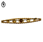 Chic longue broche strass verroterie vert en métal doré vintage ancien