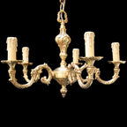 Chic lustre classique véritable bronze doré vintage style Louis XV baroque 5 bras