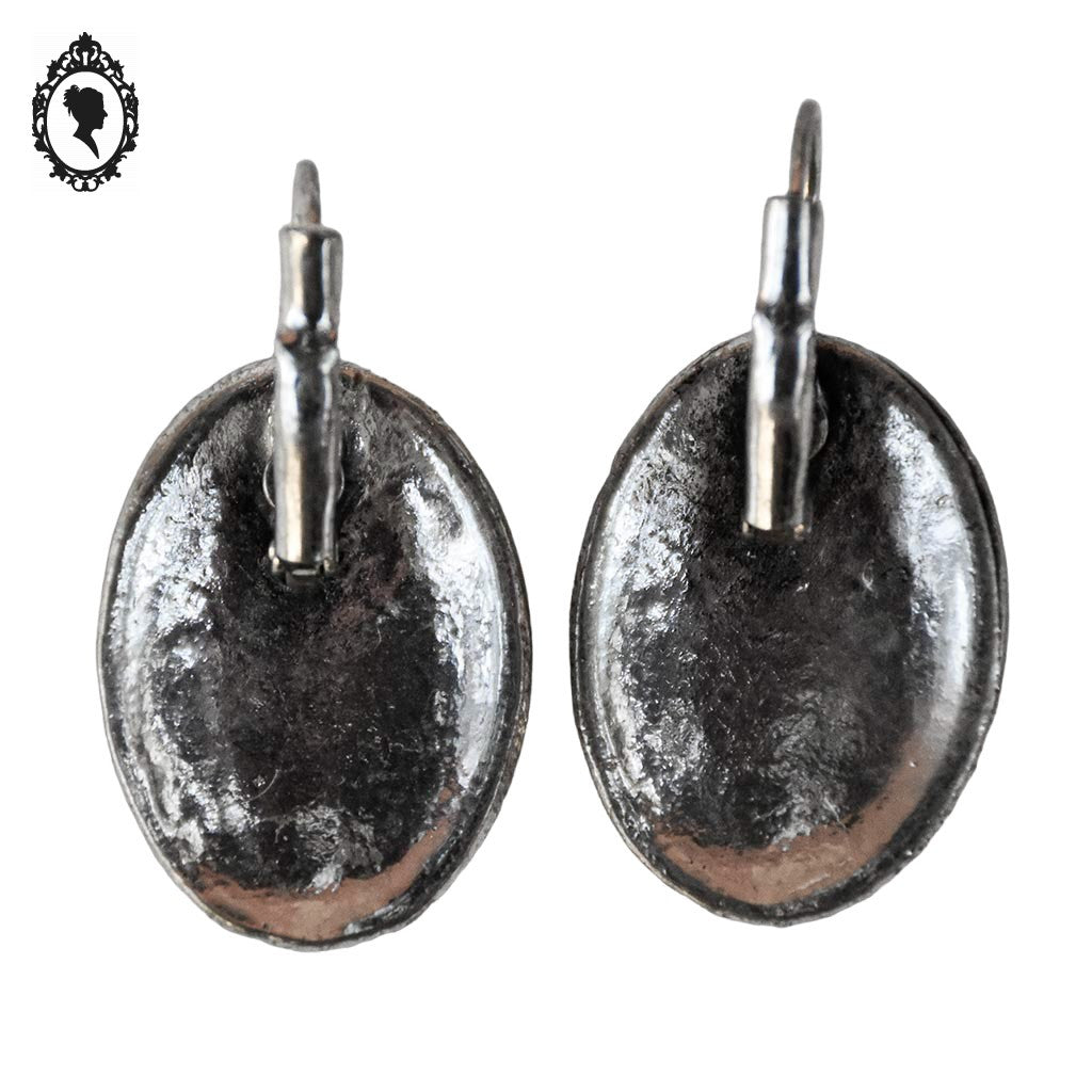 Chic paire de boucles d’oreilles pendantes marron strass S métal gris neuf