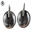 Chic paire de boucles d’oreilles pendantes marron strass S métal gris neuf