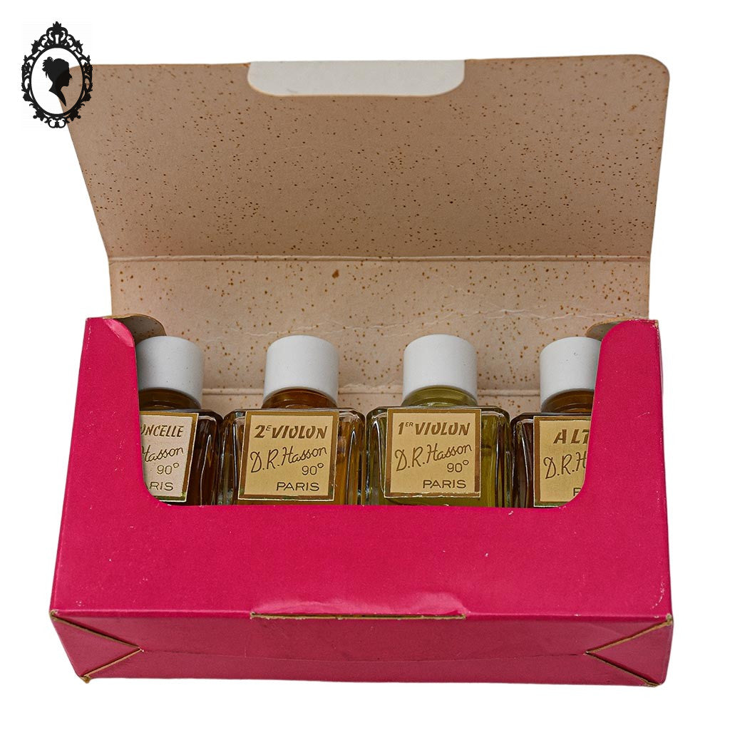 Coffret 4 miniatures de parfum Le Quatuor D.R. Hasson Paris France vintage