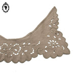 Col ancien femme fille dentelle ajourée style Richelieu teint beige taupe