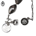 Collier ZAG style asiatique argenté grosses perles chaîne