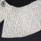 Collier col plastron blanc crème perles de rocaille