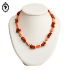 Collier en nacre orange style chips vintage